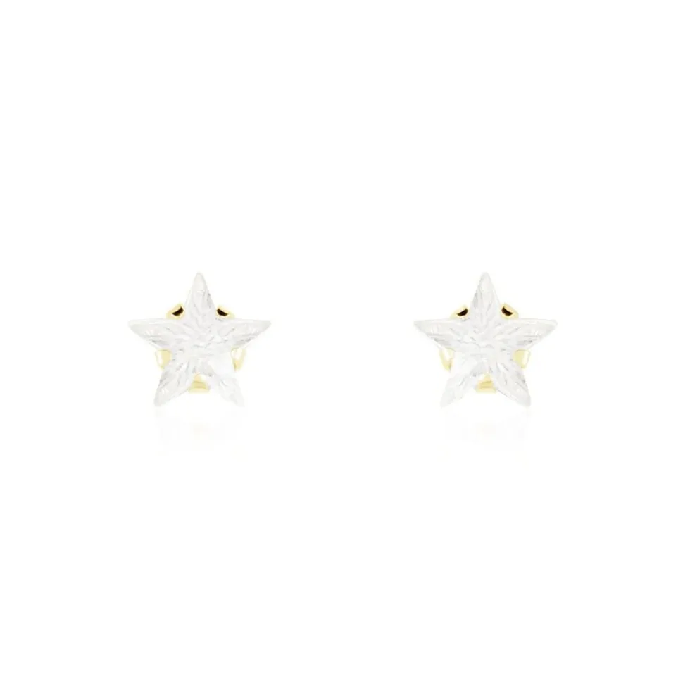Boucles D'oreilles Puces Elais Etoile Or Jaune Oxyde De Zirconium