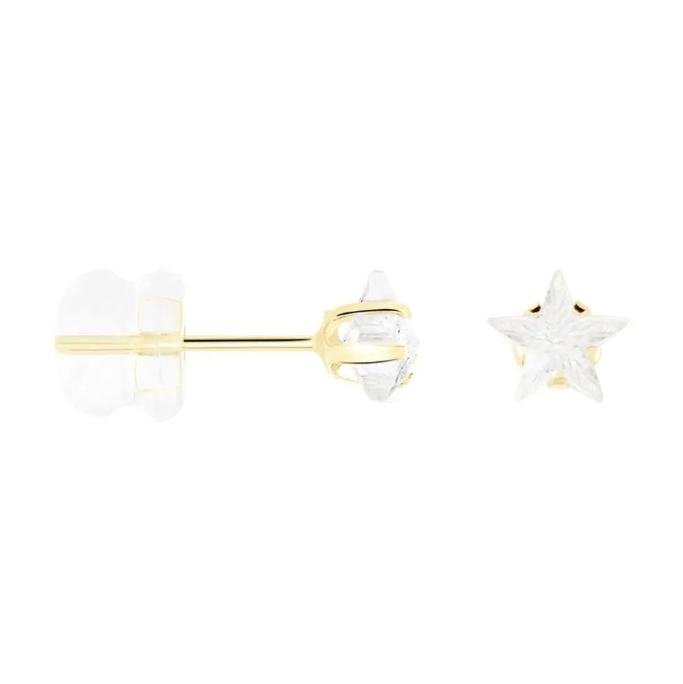 Boucles D'oreilles Puces Elais Etoile Or Jaune Oxyde De Zirconium