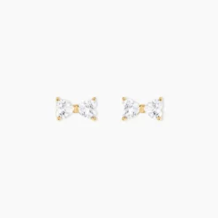 Boucles D'oreilles Puces Elara Noeud Or Jaune Oxyde De Zirconium