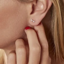 Boucles D'oreilles Puces Elara Noeud Or Jaune Oxyde De Zirconium