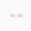 Boucles D'oreilles Puces Elda Serti Clos Or Jaune Oxyde De Zirconium