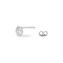 Boucles D'oreilles Puces Elda Serti Clos Or Blanc Oxyde De Zirconium