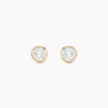 Boucles D'oreilles Puces Elda Serti Clos Or Jaune Oxyde De Zirconium