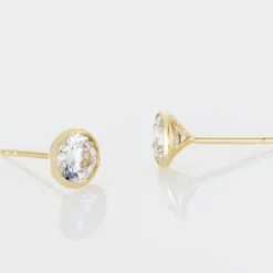 Boucles D'oreilles Puces Elda Serti Clos Or Jaune Oxyde De Zirconium