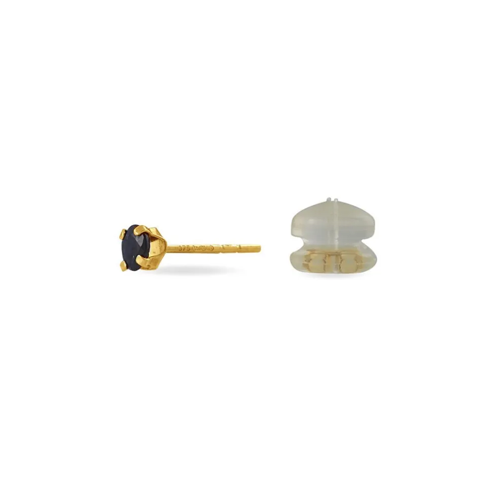 Boucles D'oreilles Puces Elea Serti Griffe Or Jaune Saphir