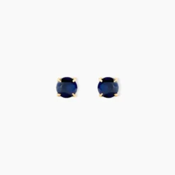 Boucles D'oreilles Puces Elea Serti Griffe Or Jaune Saphir