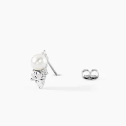 Boucles D'Oreilles Puces Elea Argent Blanc Perle De Culture Oxyde De Zirconium