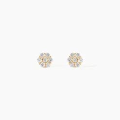 Boucles D'oreilles Puces Eleanor Fleur Or Jaune Oxyde De Zirconium
