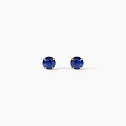Boucles D'oreilles Puces Elea Serti Griffe Or Jaune Saphir