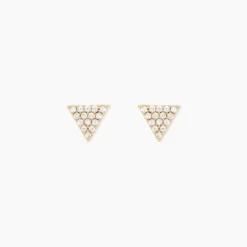 Boucles D'oreilles Puces Eloane Triangle Or Jaune Oxyde De Zirconium