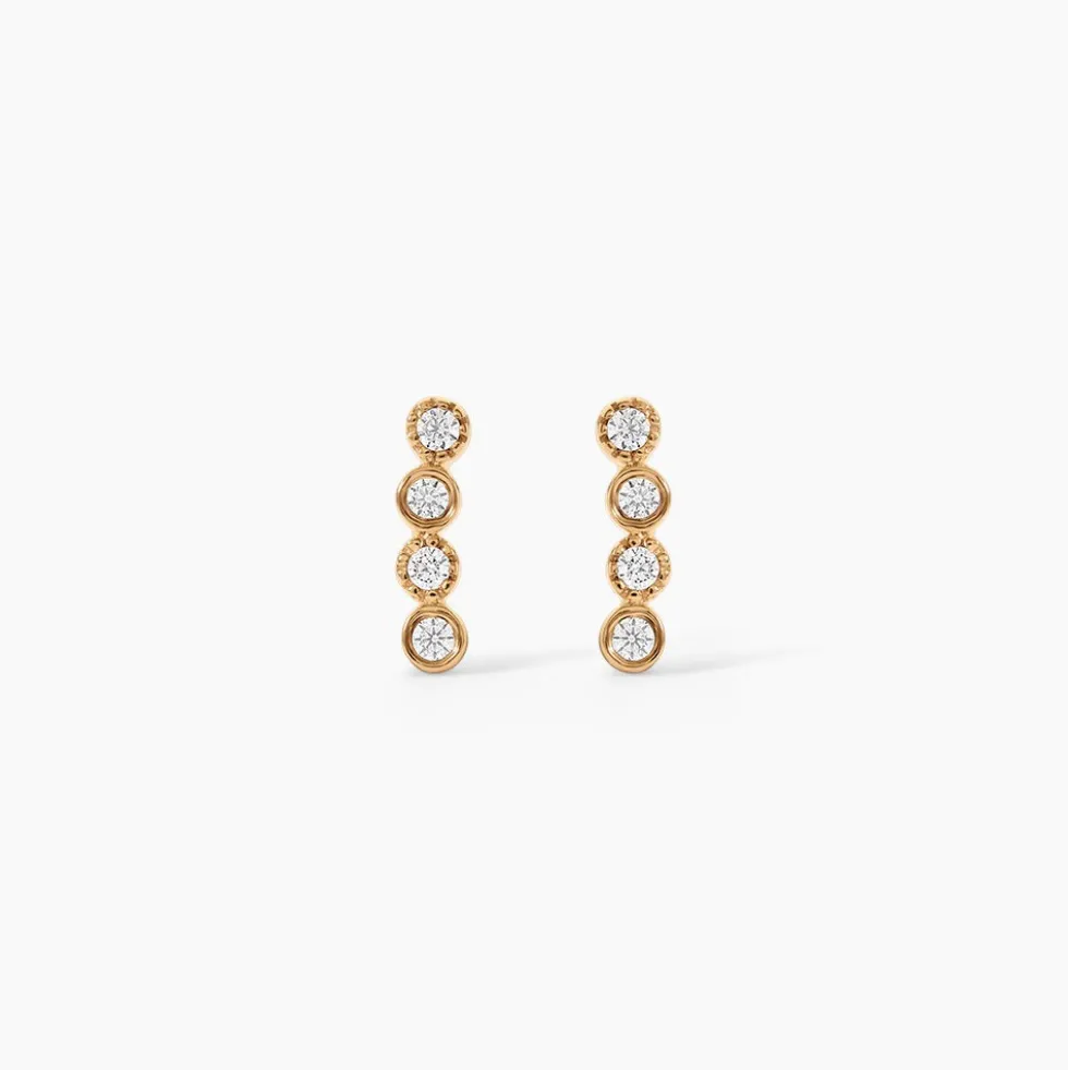 Boucles D'Oreilles Puces Emiliana Plaqué Or Jaune Oxyde De Zirconium