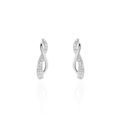 Boucles D'oreilles Puces Emma Or Blanc Diamant