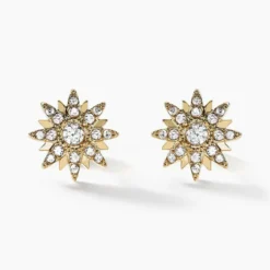 Boucles D'oreilles Puces Eva Acier Jaune Oxyde De Zirconium