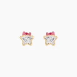 Boucles D'Oreilles Puces Evania Or Jaune Cristal