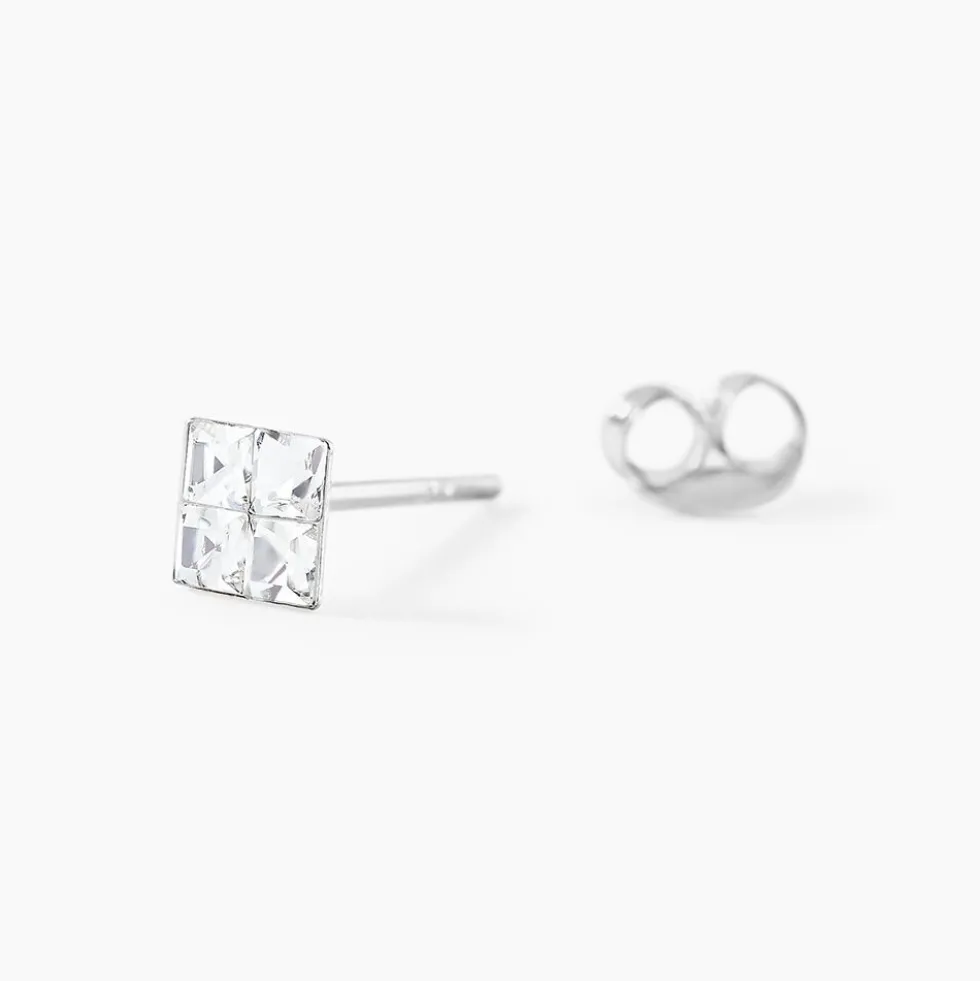Boucles D'oreilles Puces Eve Argent Blanc Oxyde De Zirconium