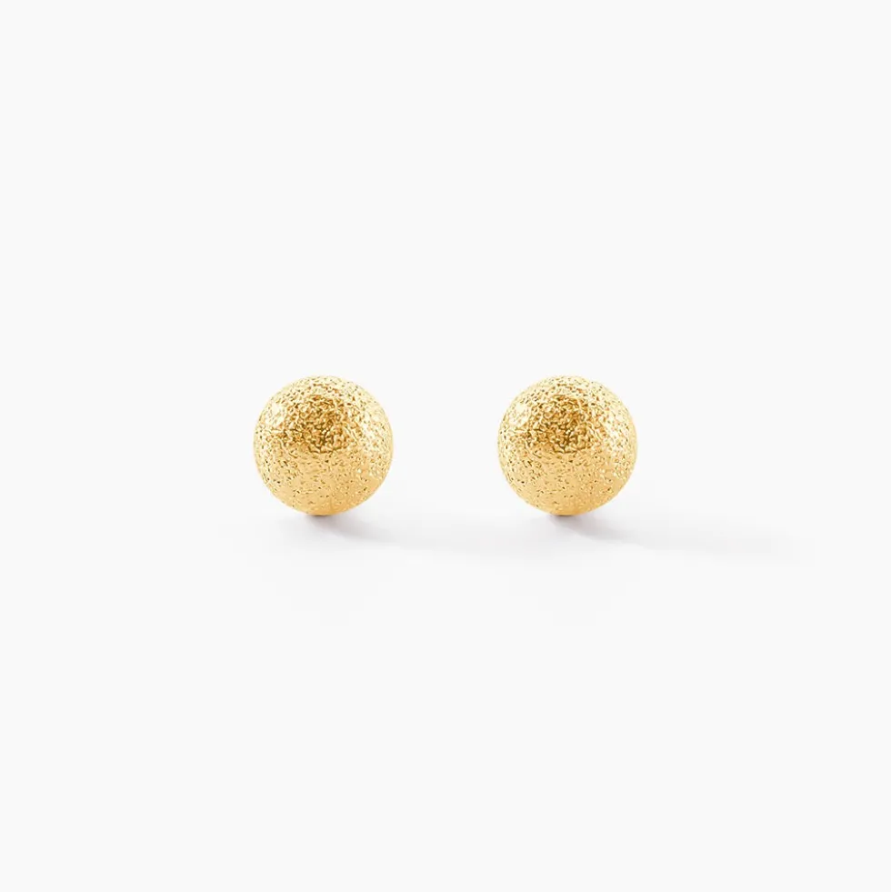Boucles D'oreilles Puces Fidelia Boule Sablee Or Jaune