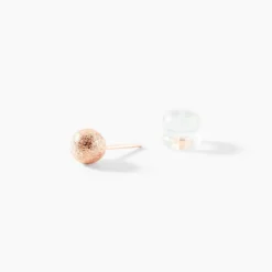 Boucles D'oreilles Puces Fidelia Boule Sablee Or Rose