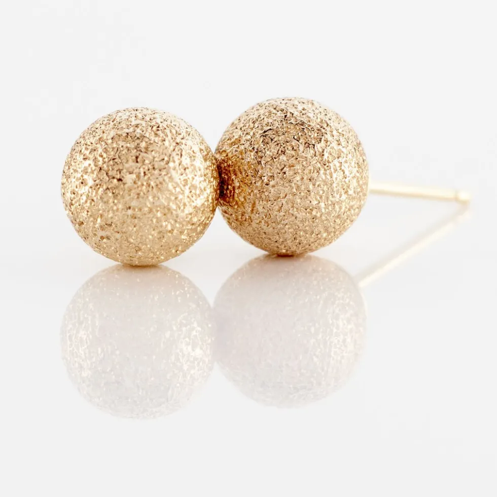 Boucles D'oreilles Puces Fidelia Boule Sablee Or Jaune