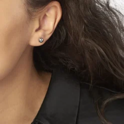 Boucles D'oreilles Puces Fidelia Boule Or Blanc