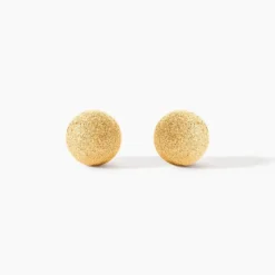 Boucles D'oreilles Puces Fidelia Boule Sablee Or Jaune