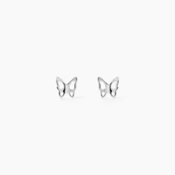 Boucles D'oreilles Puces Filippa Papillon Or Blanc