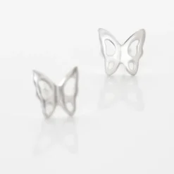Boucles D'oreilles Puces Filippa Papillon Or Blanc