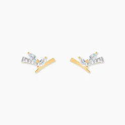 Boucles D'Oreilles Puces Florelys Or Jaune Topaze Oxyde De Zirconium