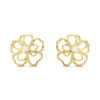 Boucles D'oreilles Puces Floraison Dorée Or Jaune Oxyde De Zirconium