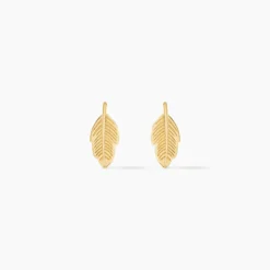 Boucles D'oreilles Puces Floria Feuilles Or Jaune