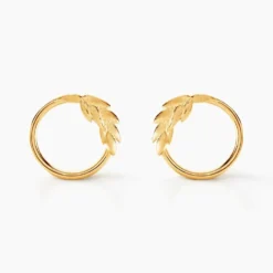 Boucles D'oreilles Puces Foliel Or Jaune