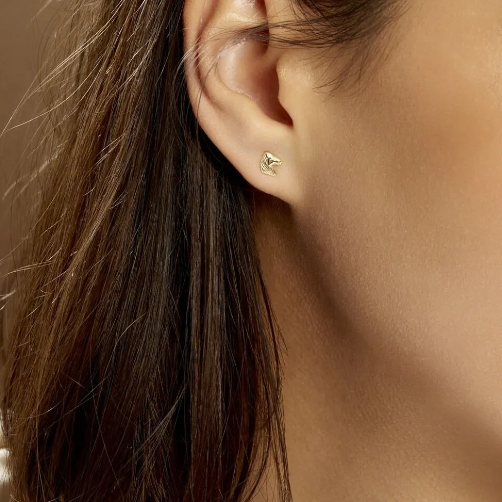 Boucles D'oreilles Puces Freyia Cheval Or Jaune