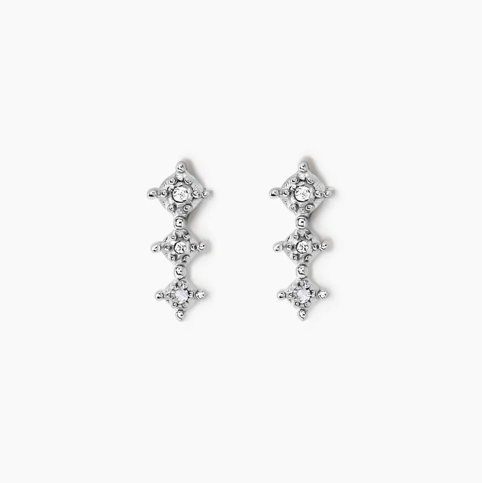 Boucles D'oreilles Puces Ganesha Or Blanc Diamant