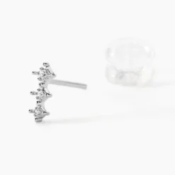 Boucles D'oreilles Puces Ganesha Or Blanc Diamant