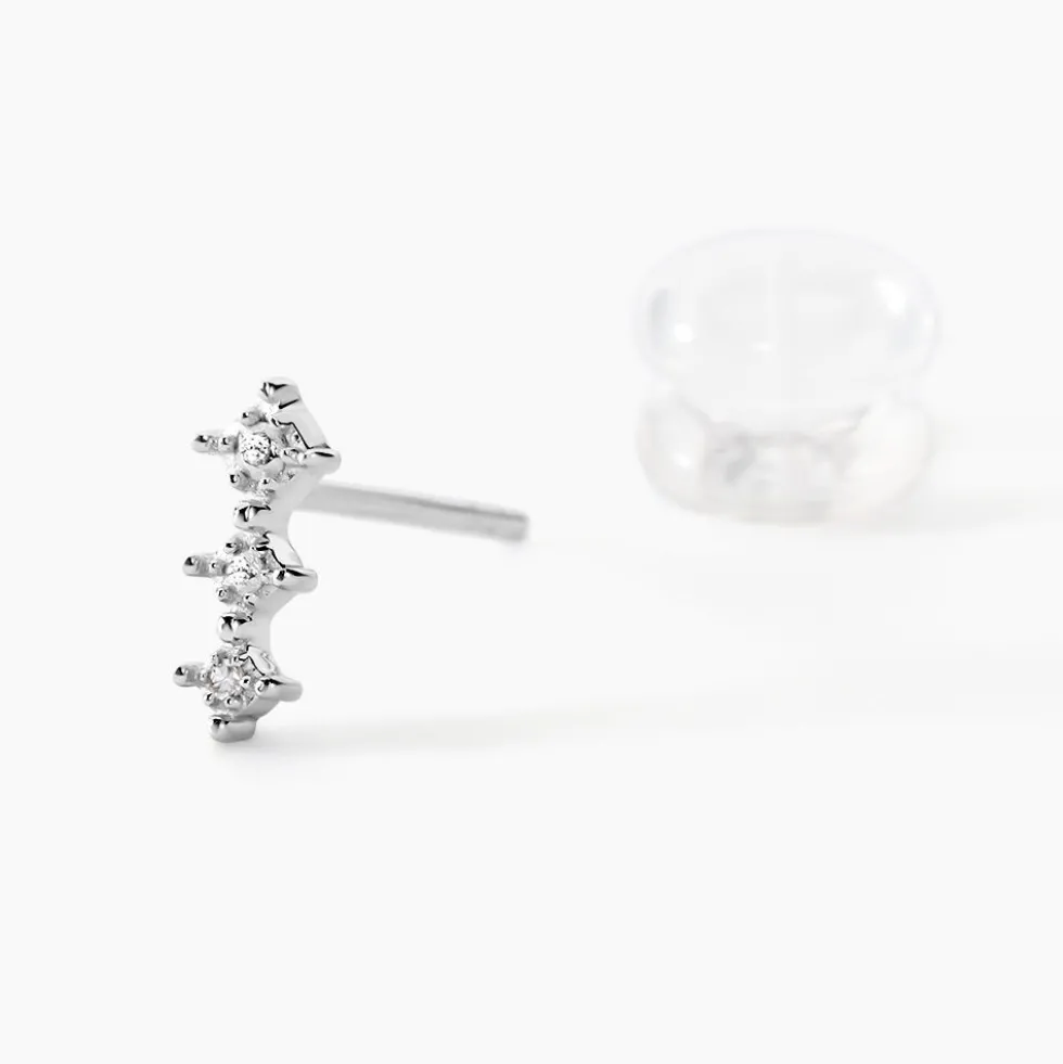 Boucles D'oreilles Puces Ganesha Or Blanc Diamant