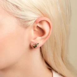 Boucles D'oreilles Puces Gardenia Crown Argent Blanc Oxyde Zirconium