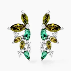 Boucles D'oreilles Puces Gardenia Crown Argent Blanc Oxyde Zirconium