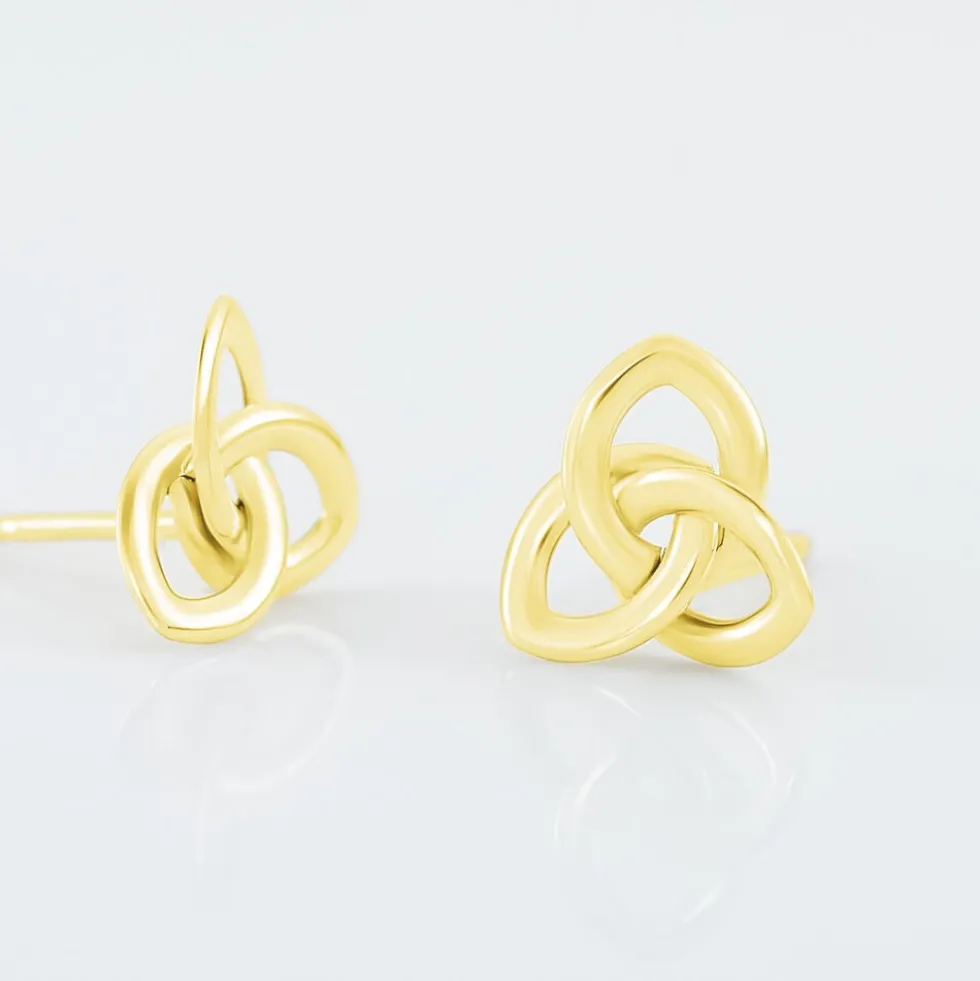 Boucles D'oreilles Puces Garnet Fleur Or Jaune