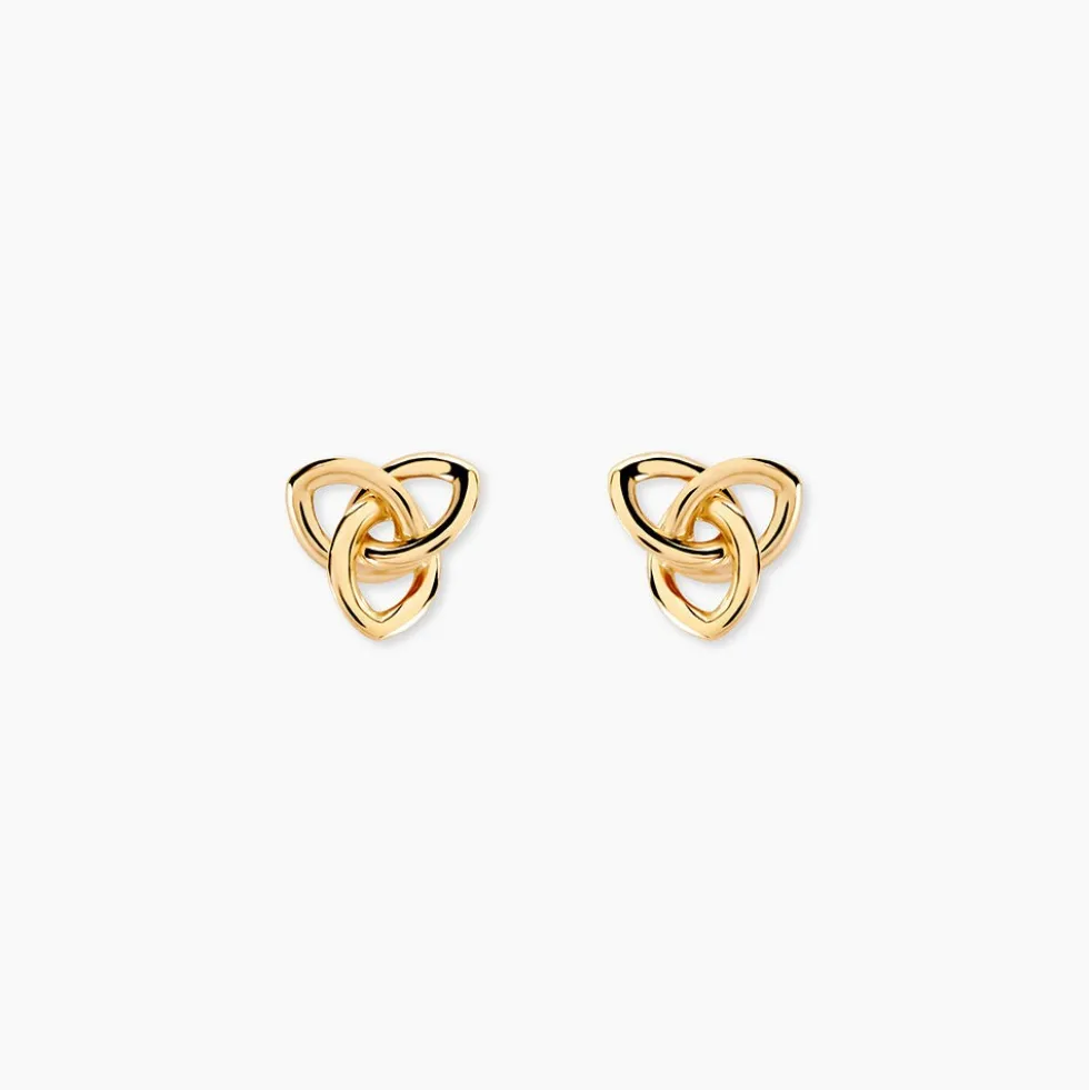 Boucles D'oreilles Puces Garnet Fleur Or Jaune