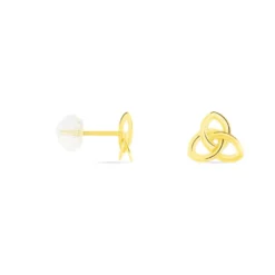Boucles D'oreilles Puces Garnet Fleur Or Jaune