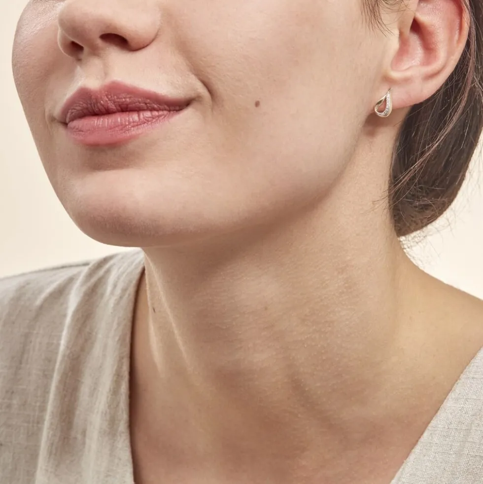 Boucles D'oreilles Puces Goccie Or Jaune Diamant