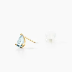 Boucles D'oreilles Puces Goutte Or Jaune Topaze