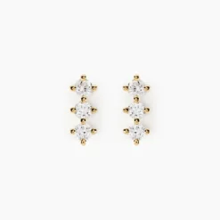 Boucles D'oreilles Puces Graziano Or Jaune Diamant Synthétique