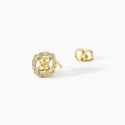 Boucles D'Oreilles Puces Guess Tiny Dancer Acier Jaune Oxyde De Zirconium