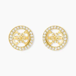 Boucles D'Oreilles Puces Guess Studs Party Acier Jaune Oxyde De Zirconium