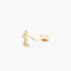Boucles D'Oreilles Puces Halo Plaqué Or Jaune Oxyde De Zirconium