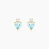 Boucles D'oreilles Puces Heart Or Jaune Topaze Oxyde De Zirconium