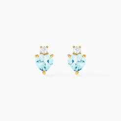 Boucles D'oreilles Puces Heart Or Jaune Topaze Oxyde De Zirconium