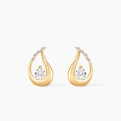 Boucles D'oreilles Puces Helie Goutte Or Jaune Oxyde De Zirconium