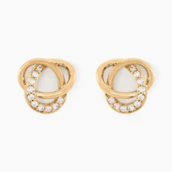 Boucles D'oreilles Puces Henia Plaqué Or Jaune Oxyde De Zirconium