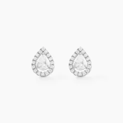 Boucles D'oreilles Puces Hildana Or Blanc Oxyde De Zirconium